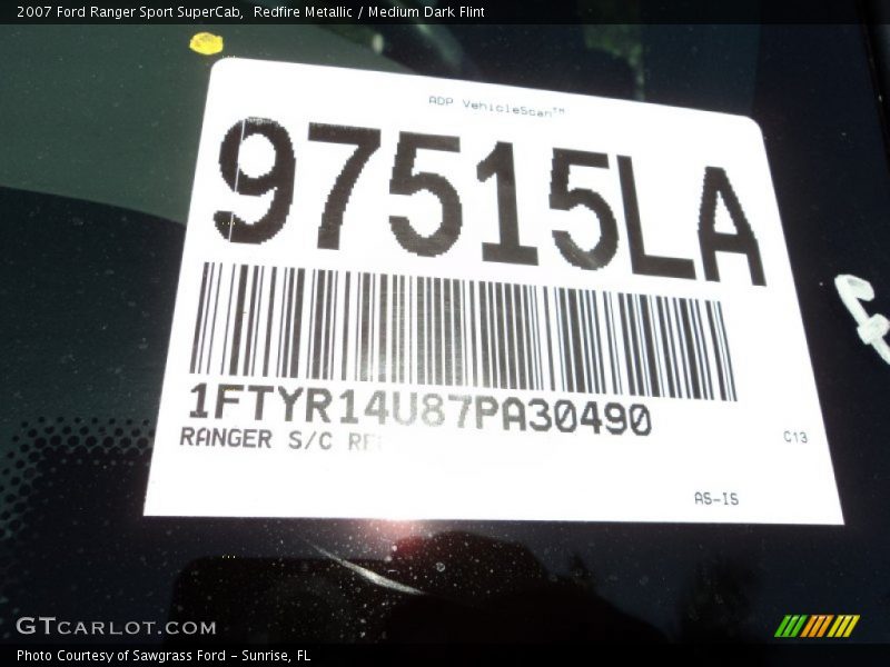 Redfire Metallic / Medium Dark Flint 2007 Ford Ranger Sport SuperCab