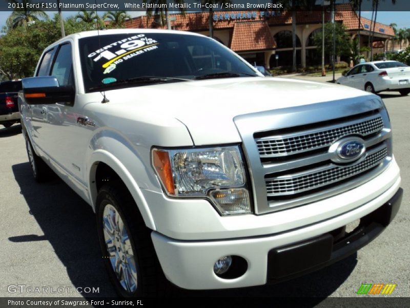 White Platinum Metallic Tri-Coat / Sienna Brown/Black 2011 Ford F150 Platinum SuperCrew