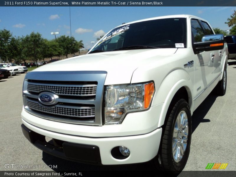 White Platinum Metallic Tri-Coat / Sienna Brown/Black 2011 Ford F150 Platinum SuperCrew