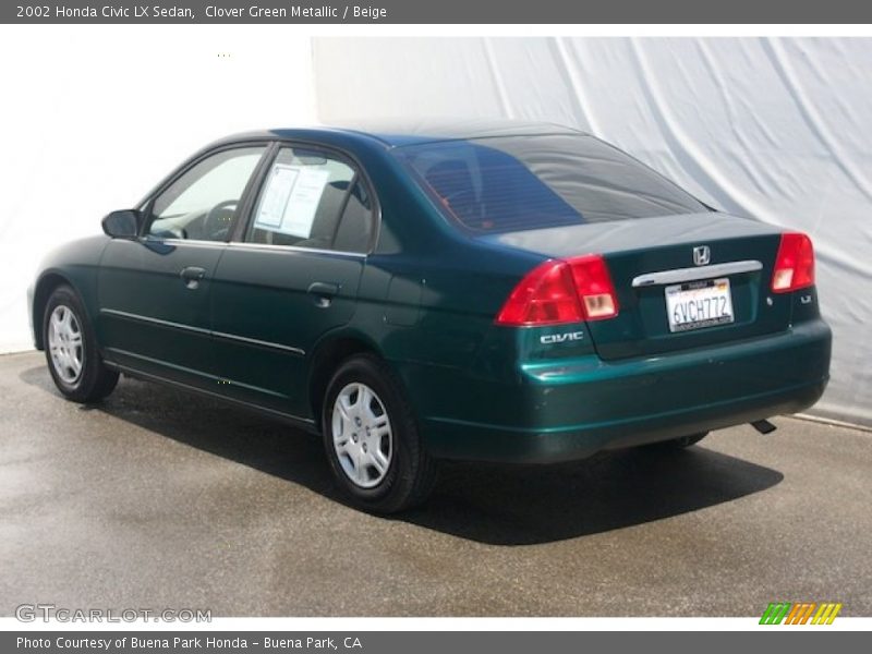 Clover Green Metallic / Beige 2002 Honda Civic LX Sedan