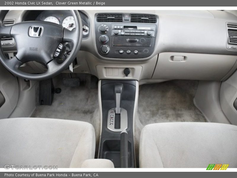 Clover Green Metallic / Beige 2002 Honda Civic LX Sedan