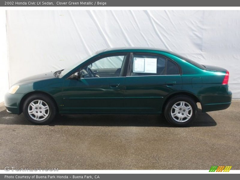 Clover Green Metallic / Beige 2002 Honda Civic LX Sedan