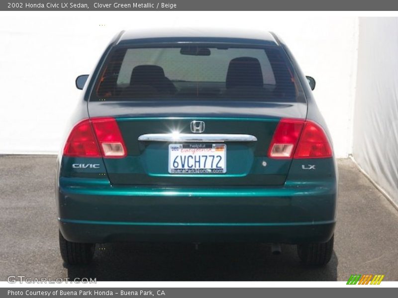 Clover Green Metallic / Beige 2002 Honda Civic LX Sedan
