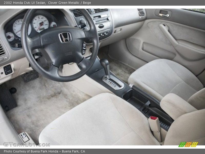 Clover Green Metallic / Beige 2002 Honda Civic LX Sedan