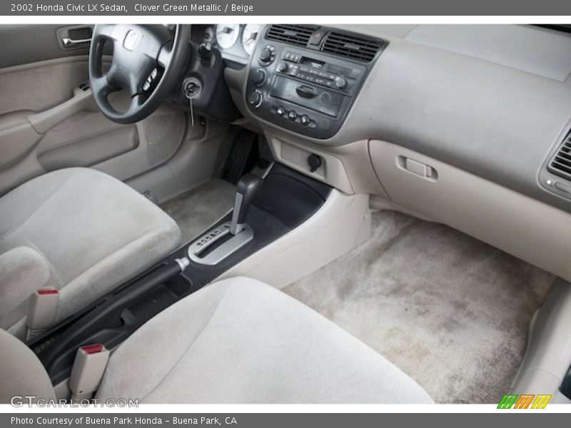 Clover Green Metallic / Beige 2002 Honda Civic LX Sedan