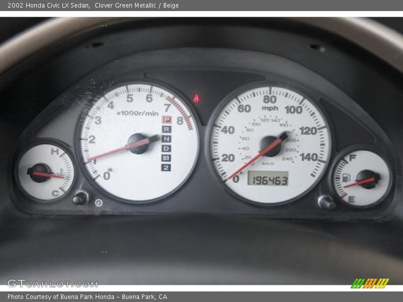 Clover Green Metallic / Beige 2002 Honda Civic LX Sedan