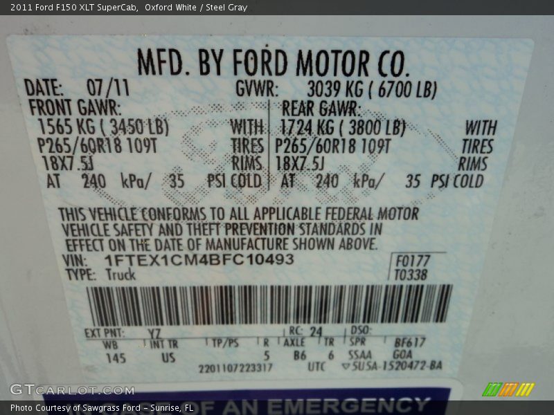 Oxford White / Steel Gray 2011 Ford F150 XLT SuperCab