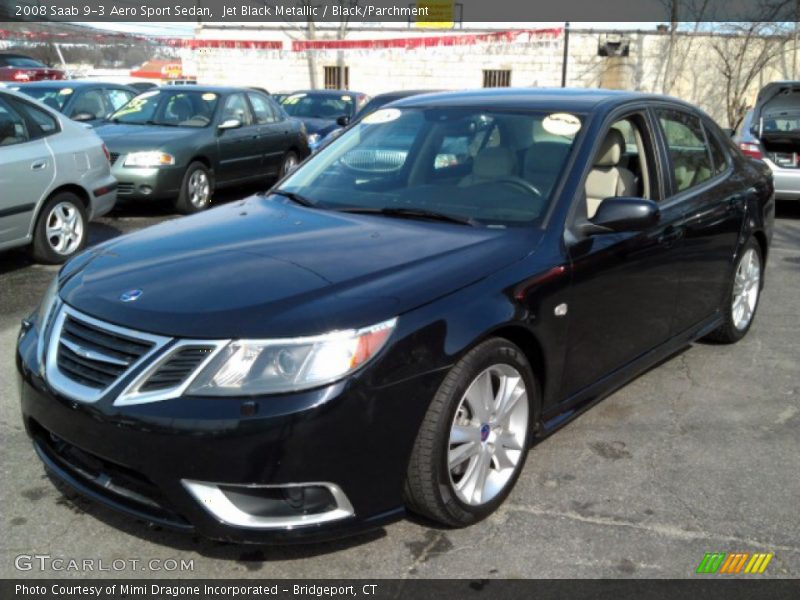 Jet Black Metallic / Black/Parchment 2008 Saab 9-3 Aero Sport Sedan