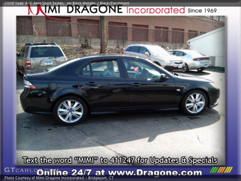 Jet Black Metallic / Black/Parchment 2008 Saab 9-3 Aero Sport Sedan