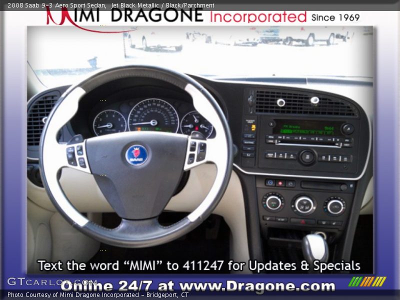 Jet Black Metallic / Black/Parchment 2008 Saab 9-3 Aero Sport Sedan
