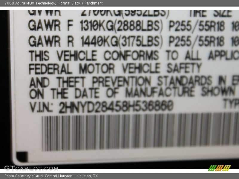 Formal Black / Parchment 2008 Acura MDX Technology
