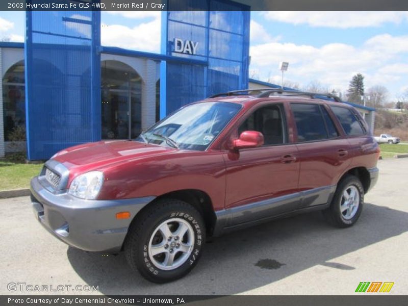 Merlot Red / Gray 2003 Hyundai Santa Fe GLS 4WD
