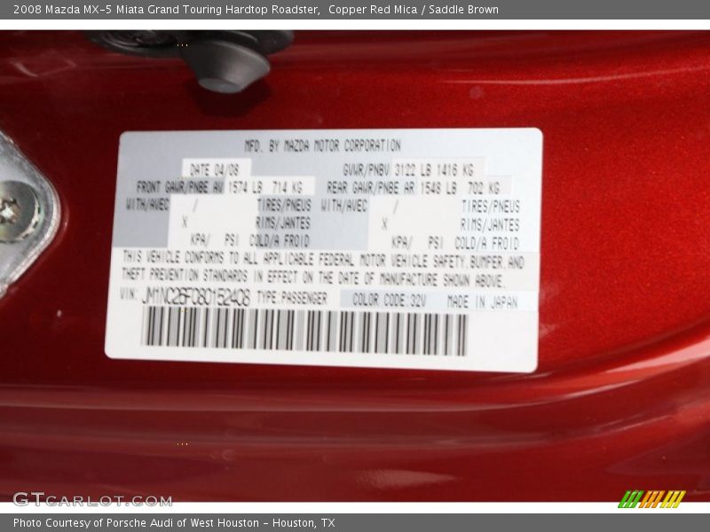 Copper Red Mica / Saddle Brown 2008 Mazda MX-5 Miata Grand Touring Hardtop Roadster