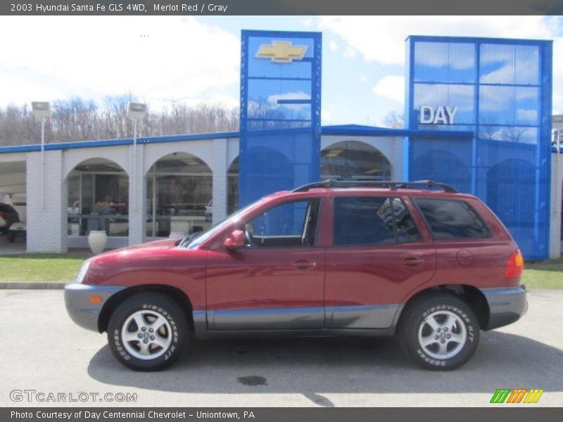Merlot Red / Gray 2003 Hyundai Santa Fe GLS 4WD