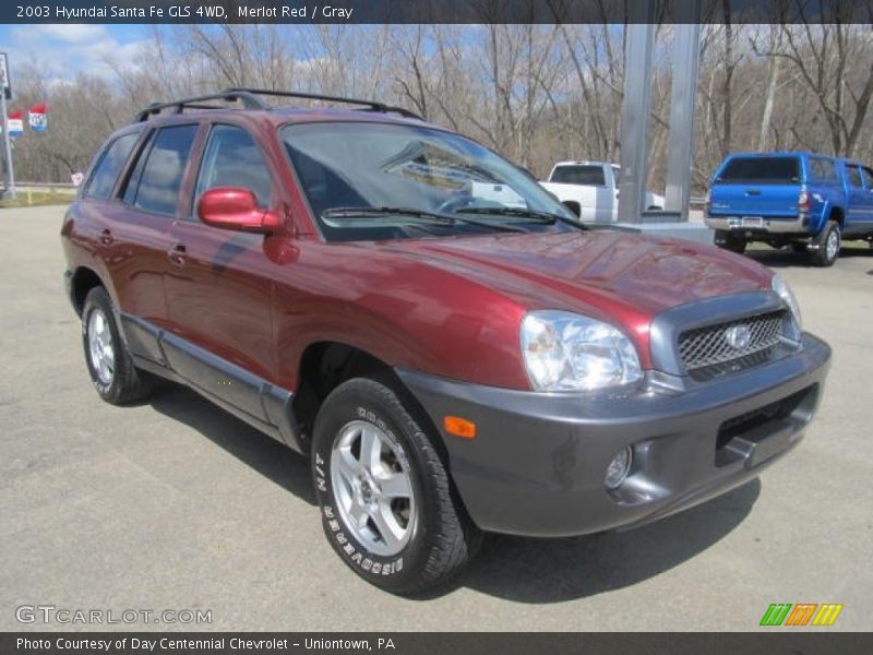 Merlot Red / Gray 2003 Hyundai Santa Fe GLS 4WD