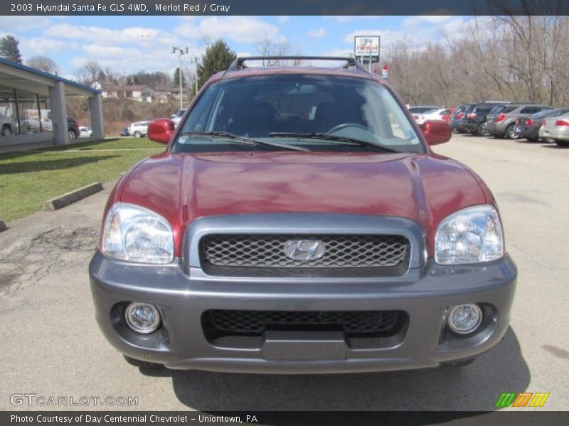 Merlot Red / Gray 2003 Hyundai Santa Fe GLS 4WD