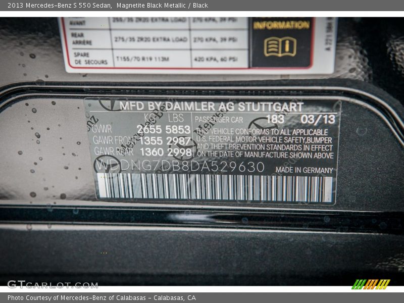 Magnetite Black Metallic / Black 2013 Mercedes-Benz S 550 Sedan