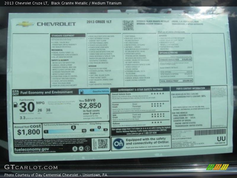 Black Granite Metallic / Medium Titanium 2013 Chevrolet Cruze LT