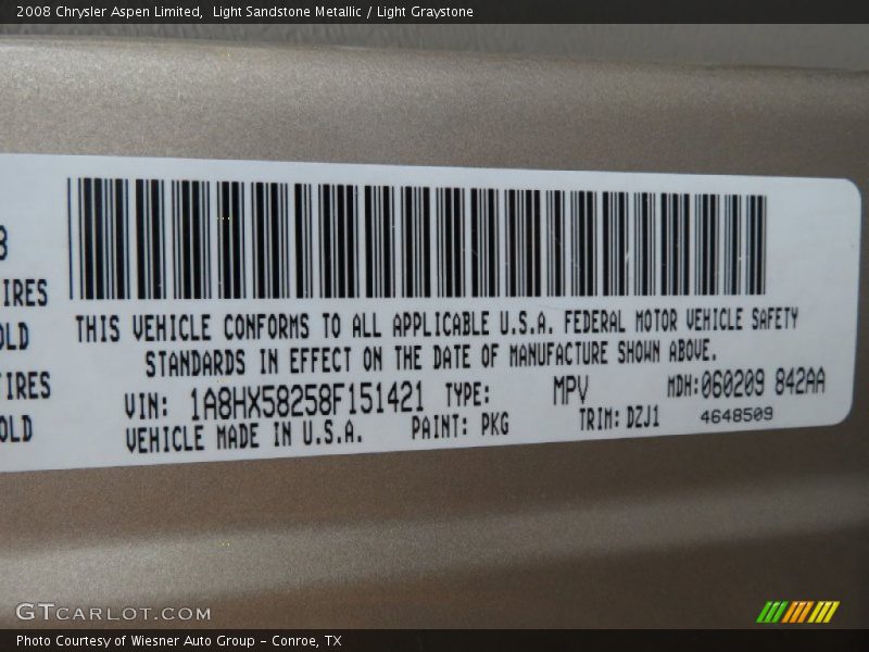 Light Sandstone Metallic / Light Graystone 2008 Chrysler Aspen Limited