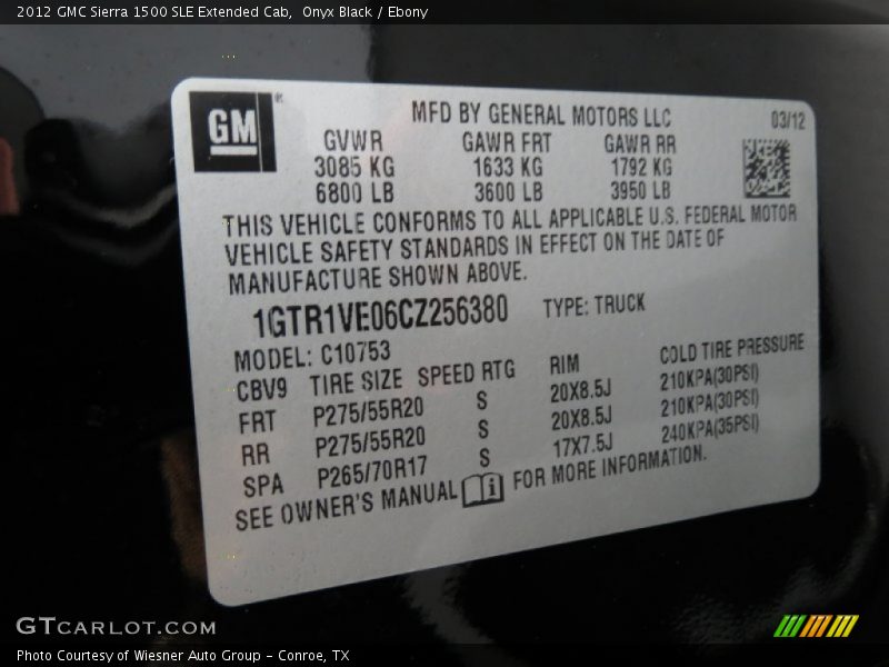 Onyx Black / Ebony 2012 GMC Sierra 1500 SLE Extended Cab