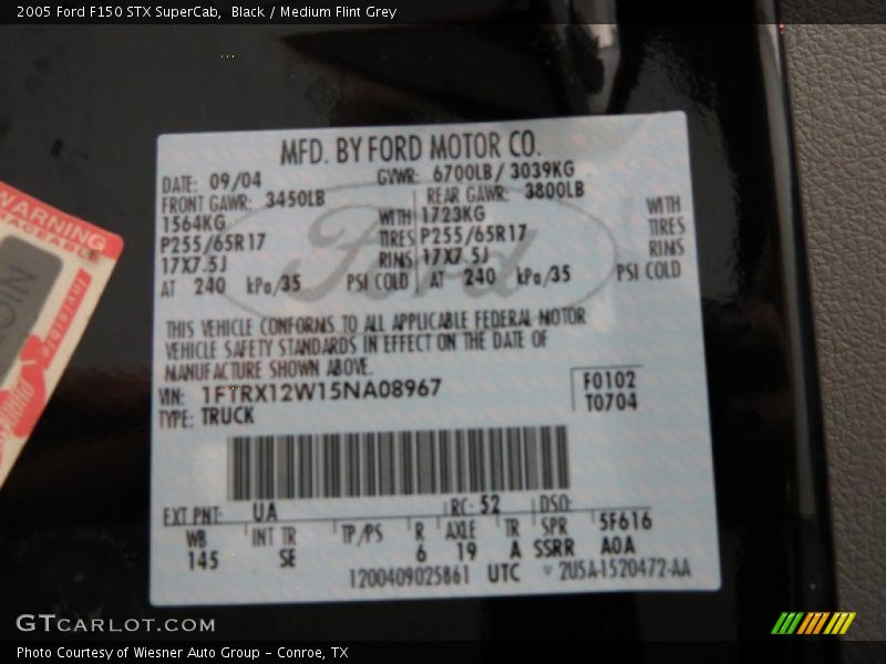 Black / Medium Flint Grey 2005 Ford F150 STX SuperCab