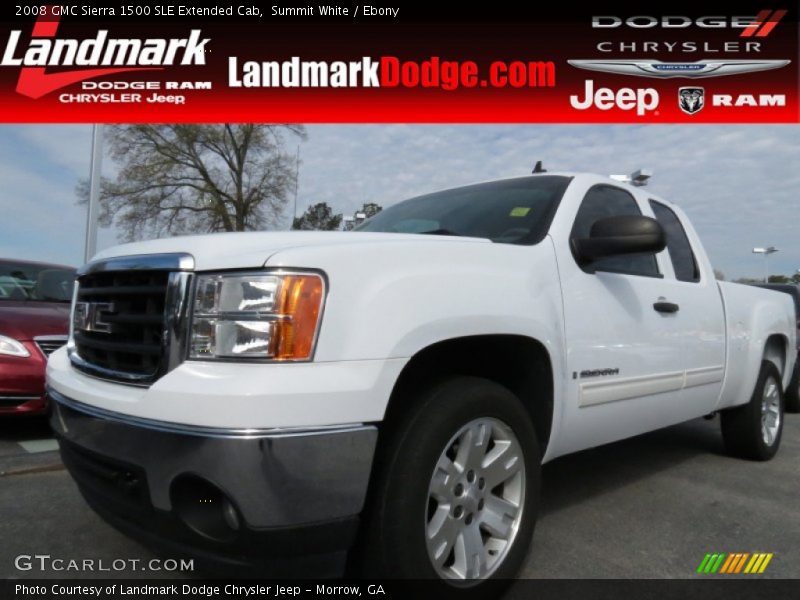 Summit White / Ebony 2008 GMC Sierra 1500 SLE Extended Cab
