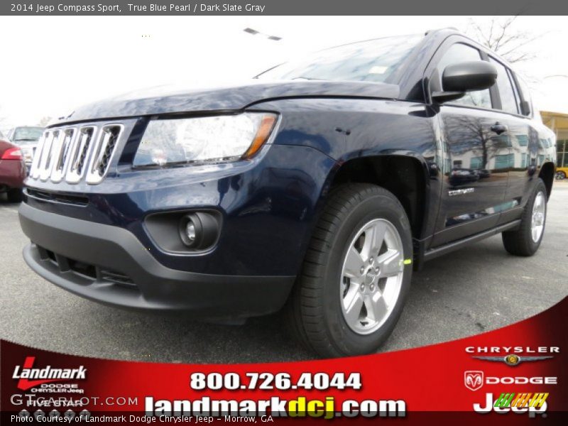 True Blue Pearl / Dark Slate Gray 2014 Jeep Compass Sport