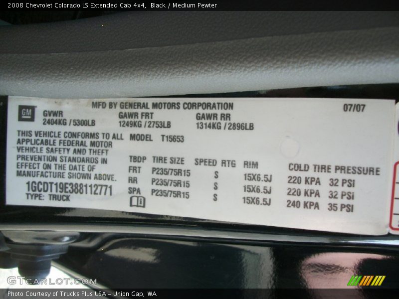 Black / Medium Pewter 2008 Chevrolet Colorado LS Extended Cab 4x4