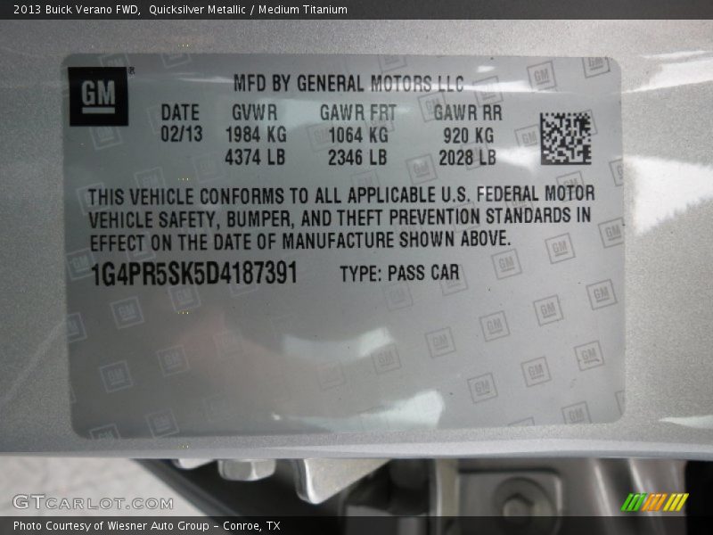 Quicksilver Metallic / Medium Titanium 2013 Buick Verano FWD