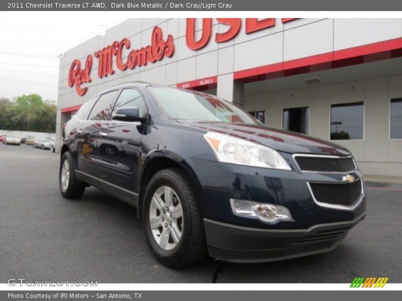 Dark Blue Metallic / Dark Gray/Light Gray 2011 Chevrolet Traverse LT AWD