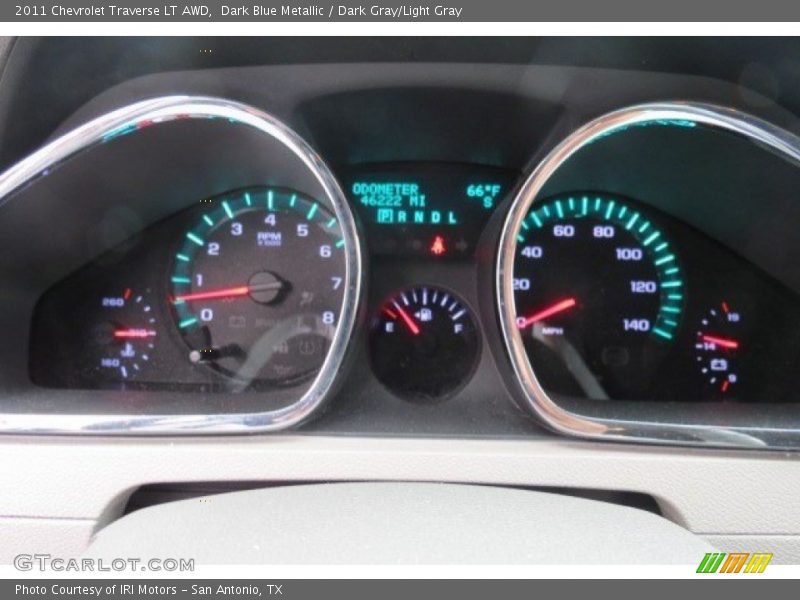 Dark Blue Metallic / Dark Gray/Light Gray 2011 Chevrolet Traverse LT AWD
