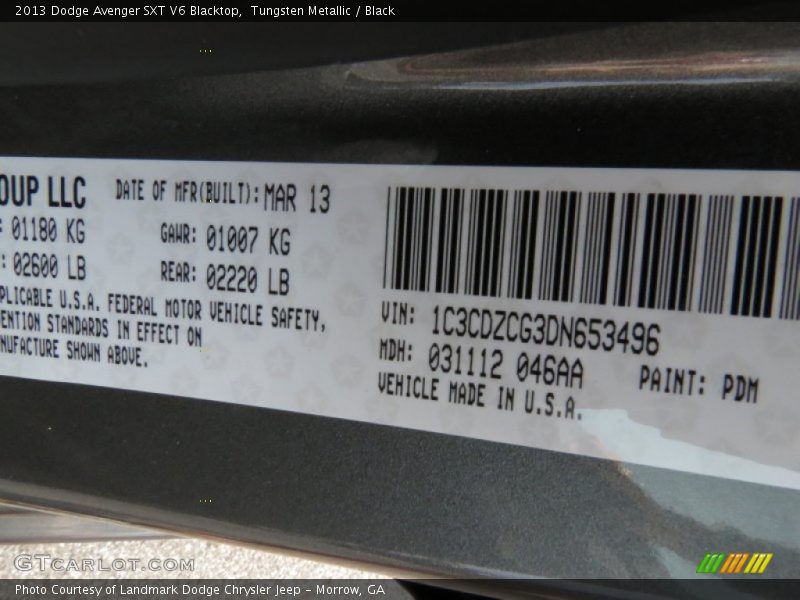 Tungsten Metallic / Black 2013 Dodge Avenger SXT V6 Blacktop