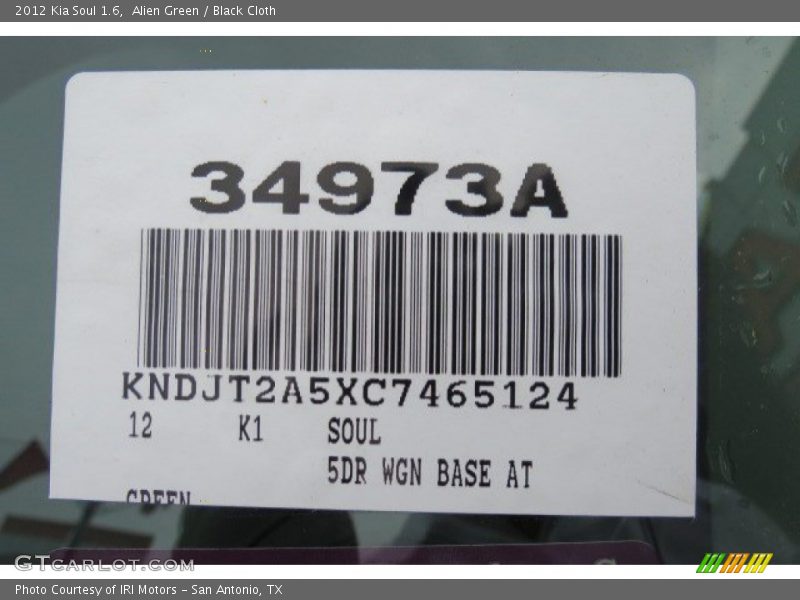 Alien Green / Black Cloth 2012 Kia Soul 1.6