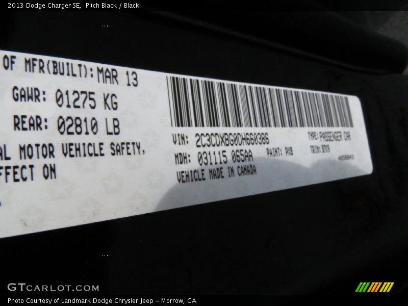 Pitch Black / Black 2013 Dodge Charger SE