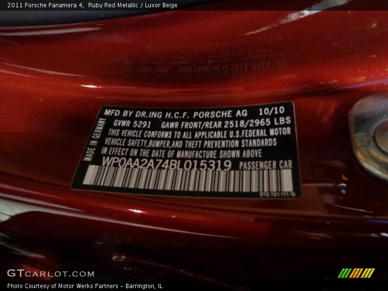Ruby Red Metallic / Luxor Beige 2011 Porsche Panamera 4