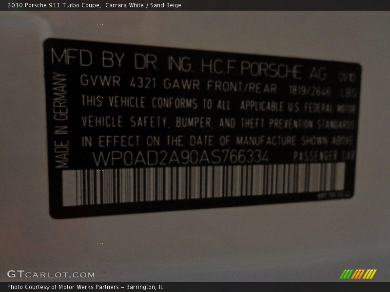 Carrara White / Sand Beige 2010 Porsche 911 Turbo Coupe