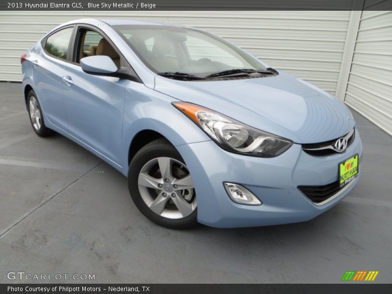 Blue Sky Metallic / Beige 2013 Hyundai Elantra GLS