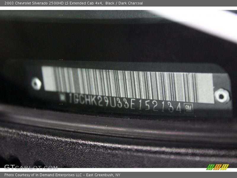 Black / Dark Charcoal 2003 Chevrolet Silverado 2500HD LS Extended Cab 4x4