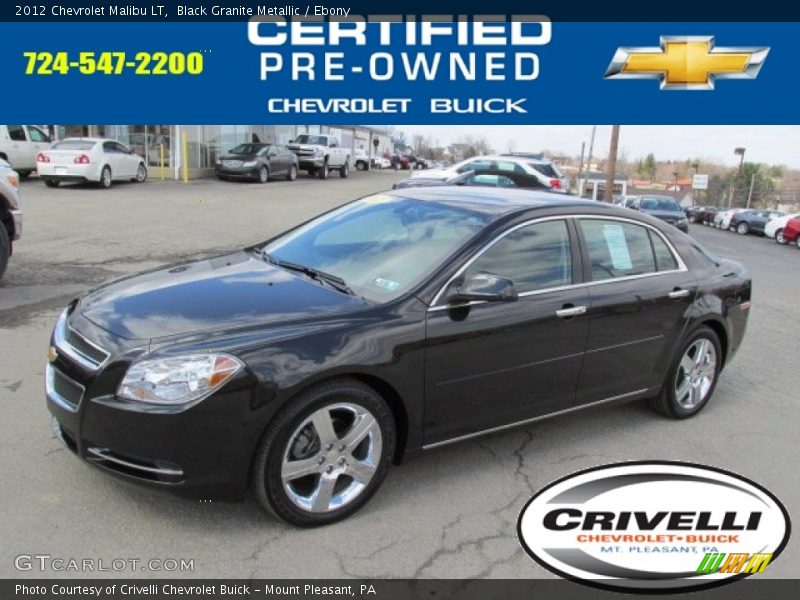Black Granite Metallic / Ebony 2012 Chevrolet Malibu LT