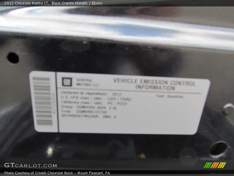 Black Granite Metallic / Ebony 2012 Chevrolet Malibu LT