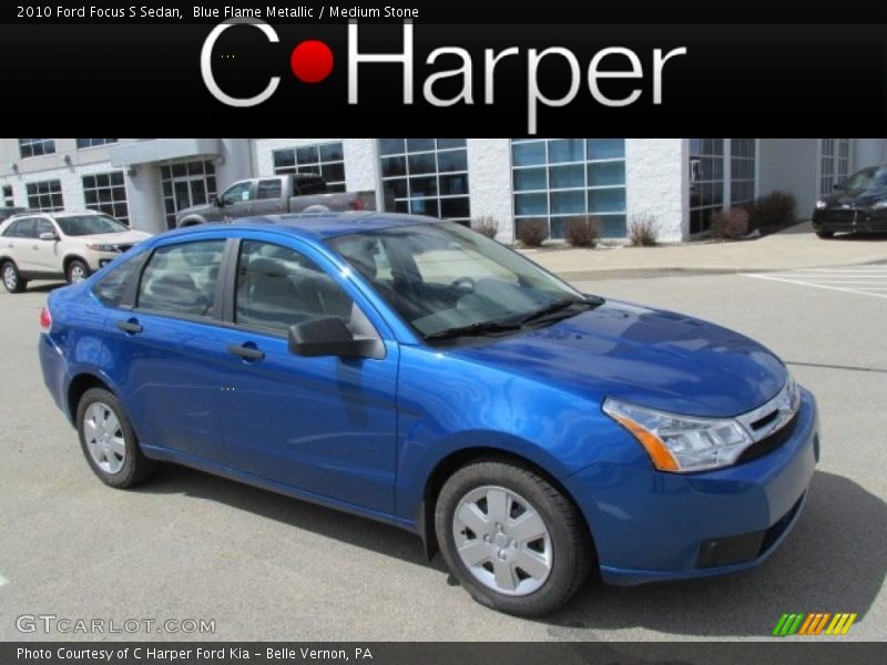 Blue Flame Metallic / Medium Stone 2010 Ford Focus S Sedan