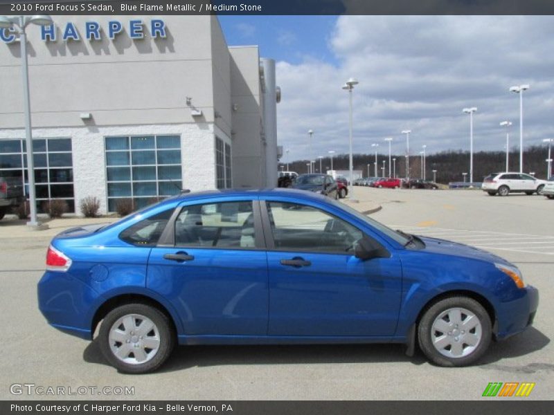Blue Flame Metallic / Medium Stone 2010 Ford Focus S Sedan