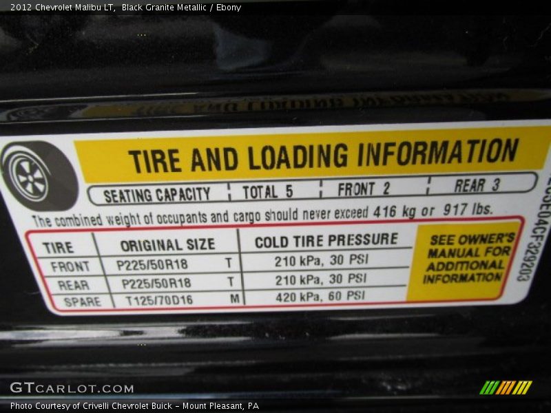 Black Granite Metallic / Ebony 2012 Chevrolet Malibu LT