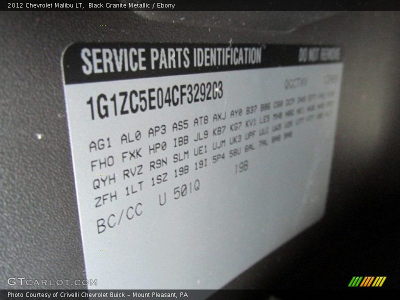 Black Granite Metallic / Ebony 2012 Chevrolet Malibu LT