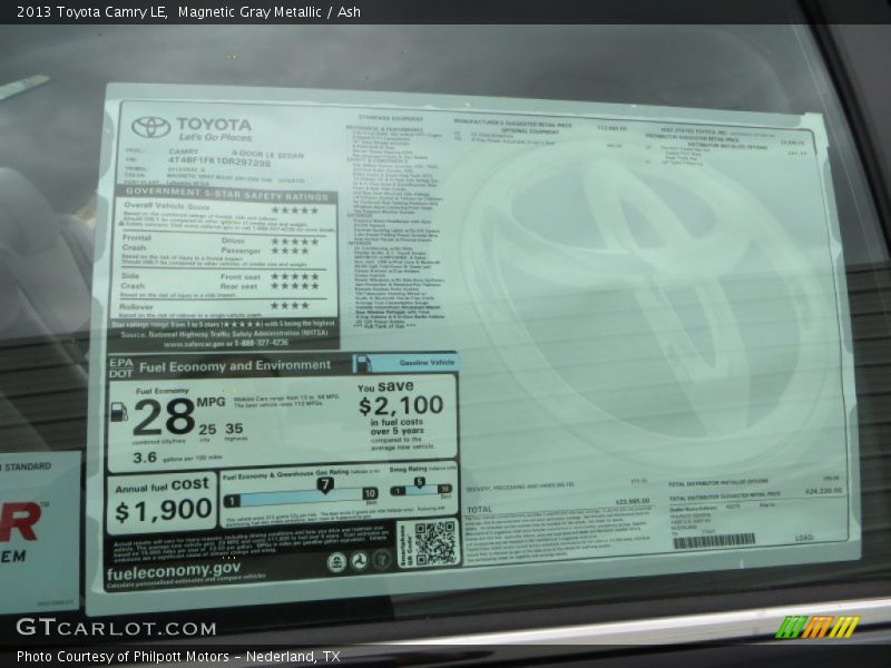 Magnetic Gray Metallic / Ash 2013 Toyota Camry LE