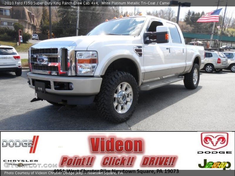 White Platinum Metallic Tri-Coat / Camel 2010 Ford F350 Super Duty King Ranch Crew Cab 4x4