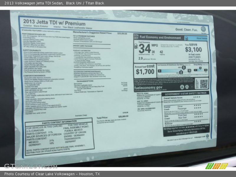 Black Uni / Titan Black 2013 Volkswagen Jetta TDI Sedan