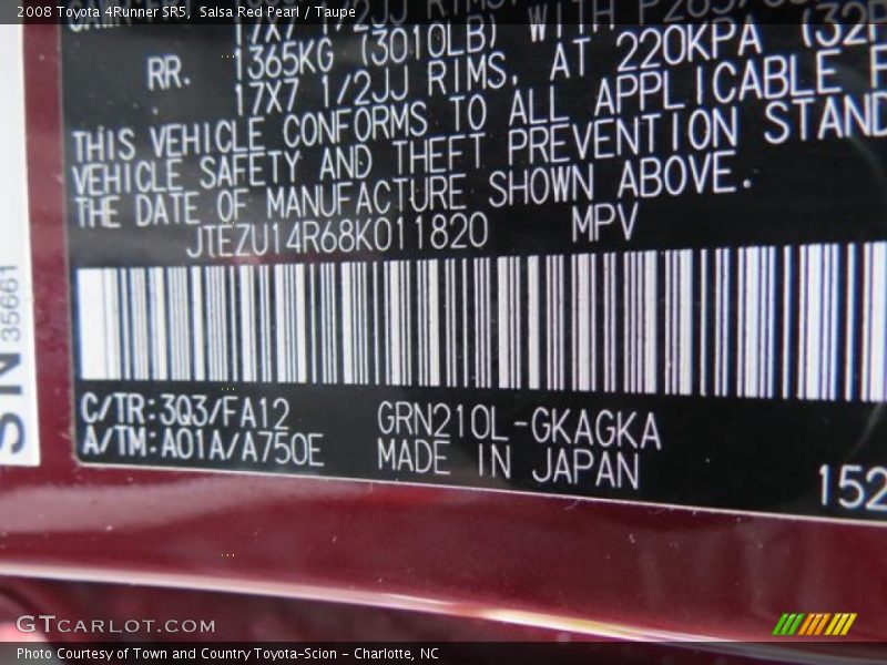 Salsa Red Pearl / Taupe 2008 Toyota 4Runner SR5