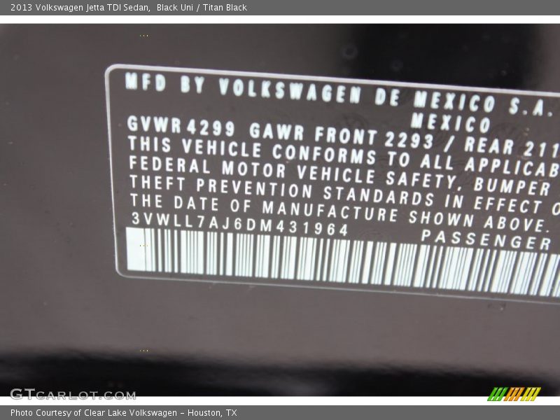 Black Uni / Titan Black 2013 Volkswagen Jetta TDI Sedan