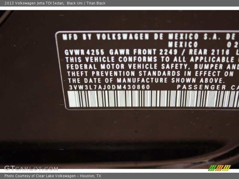 Black Uni / Titan Black 2013 Volkswagen Jetta TDI Sedan